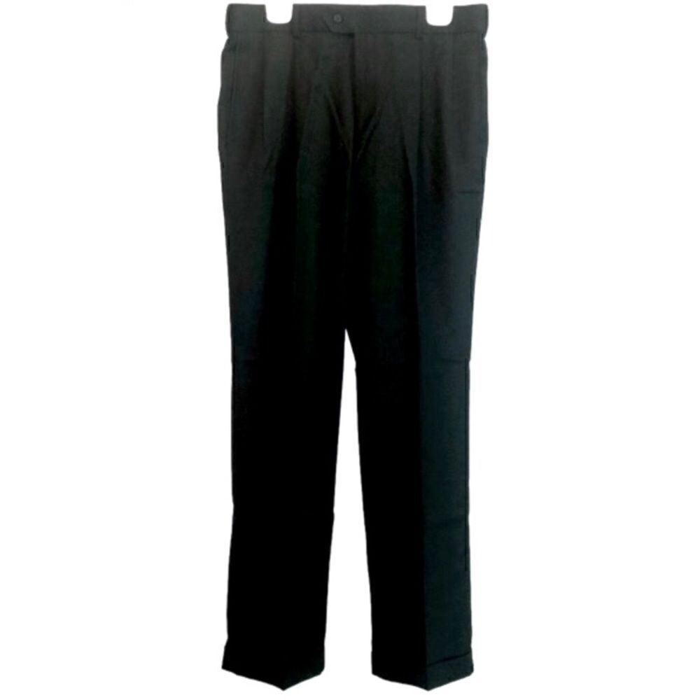 Stafford Ease Men’s Vintage Pleated Black Dress Pants Poly/Wool Blend Size 36/34